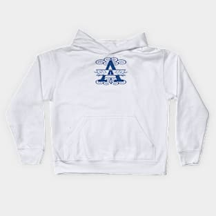 Letter A -- Split Monogram in Blue Kids Hoodie